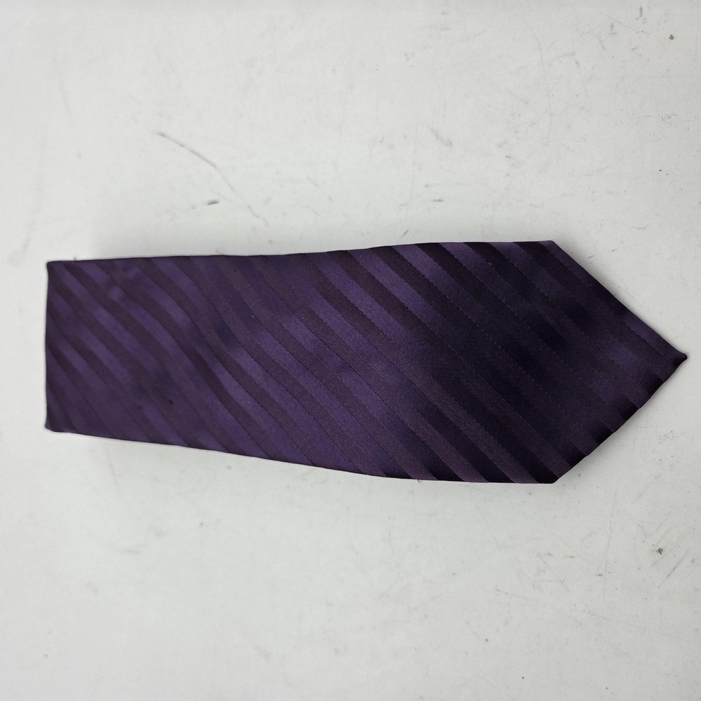 Puccini Tie Mens One Size Purple Striped Satin Classic Long Dress Necktie Formal